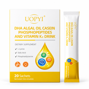 UOPYI Calcium + L-Lysine DHA Algal Oil & Vitamin K2 Drink, 20 Sachets